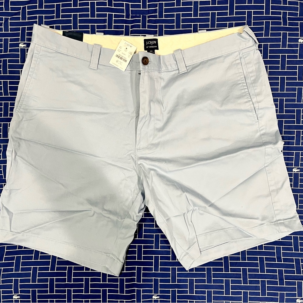 J. Crew Light Blue Flat Front Shorts Size 38 9 Inch Inseam